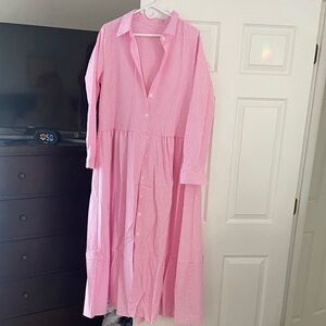 SHEIN Pink Button-Down Maxi Dress
